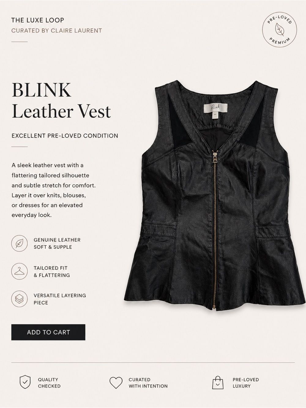 Blink Leather Vest - Black